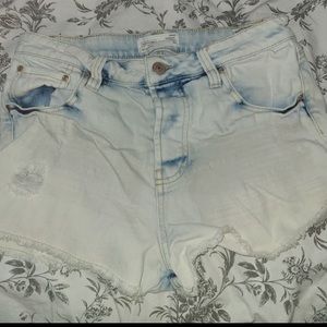 white-blue jean shorts